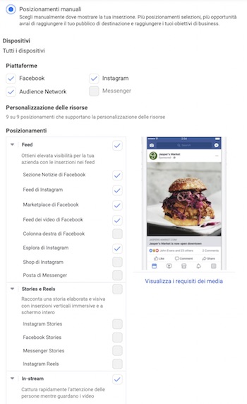 posizionamenti instagram ads